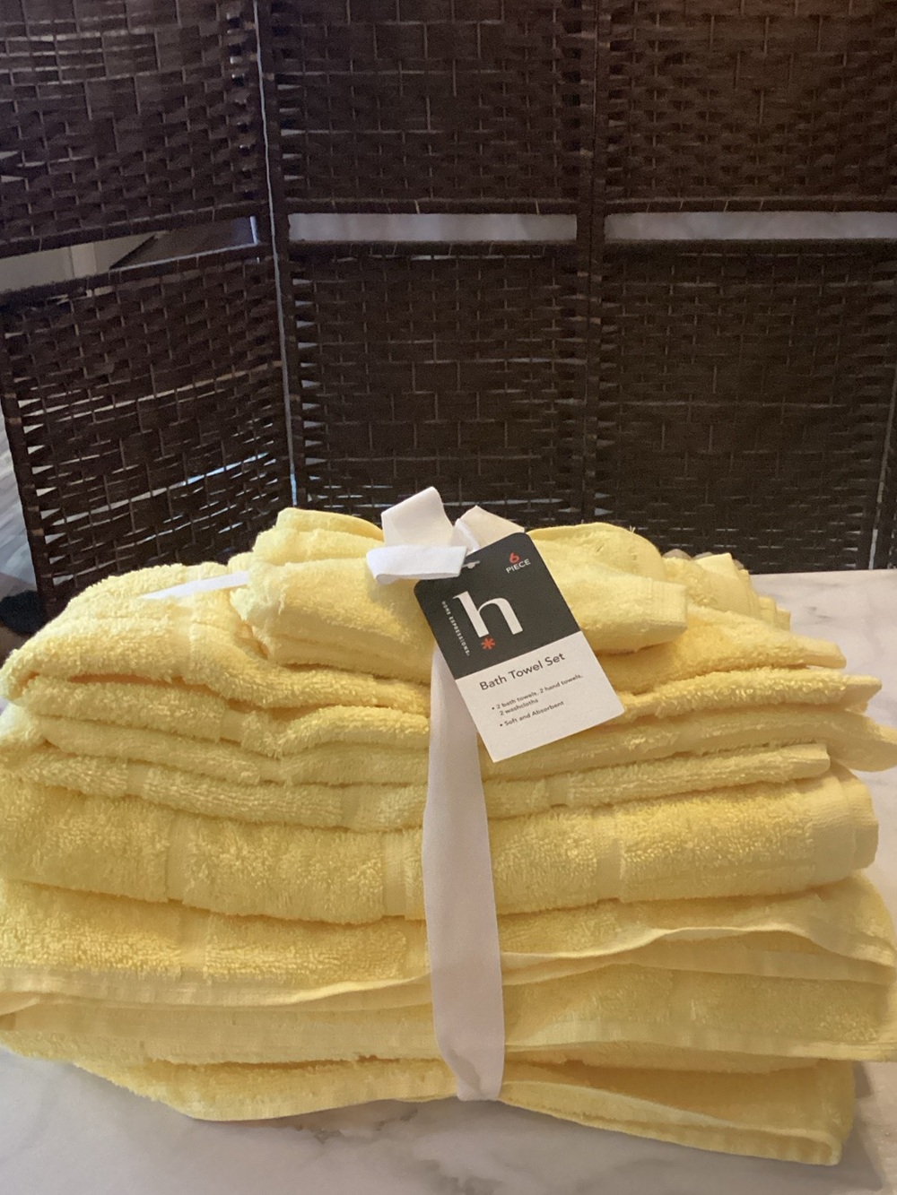 H by Halston Lemon Yellow Bath Towel Set 6 piece